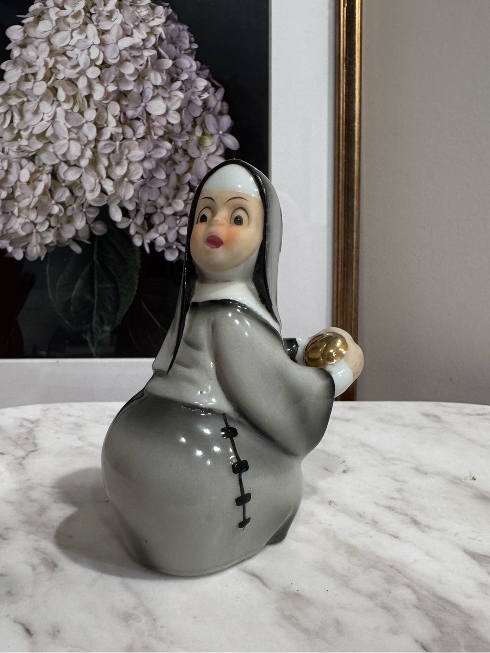 Vintage 1950s Lefton K1428 Baseball Nun Figurine Made in Japan